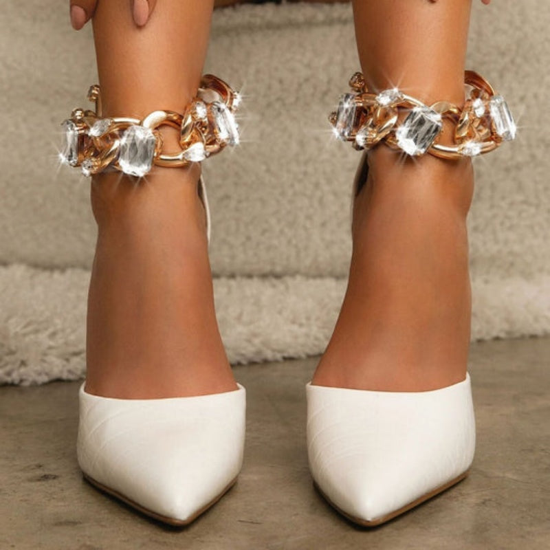 Ortho Welt Synthetic Fiber High Heels With Rhinestones