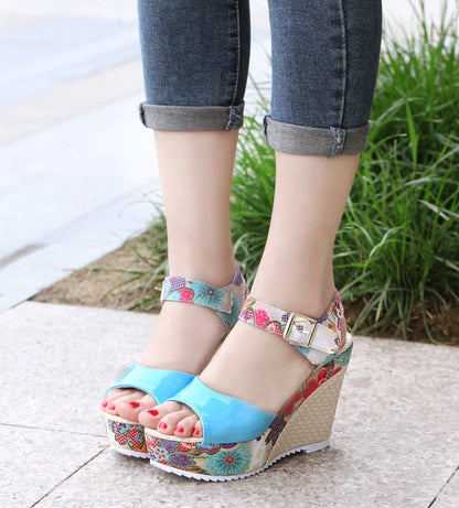 Ortho Welt Floral Heeled Sandals - Unique Elegance