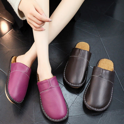 Ortho Welt Non-Slip Winter Leather Slippers For Indoor Use