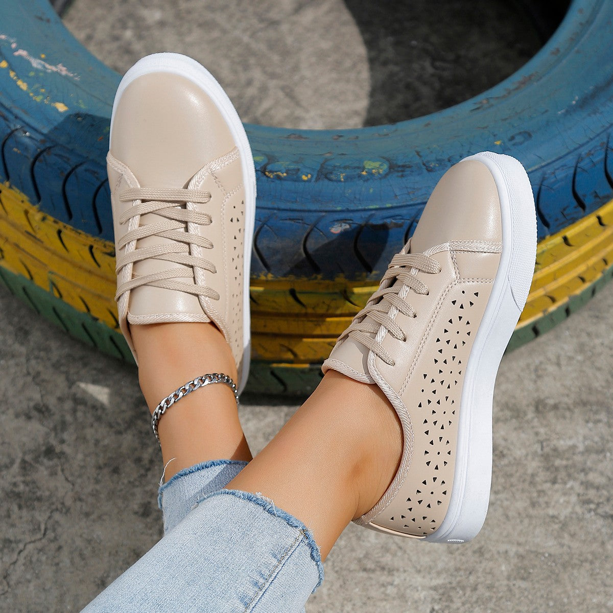 Ortho Welt Cutout Flat Shoes - Unique Elegance