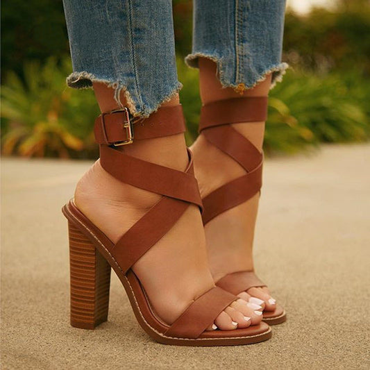 Ortho Welt Plus Size Sandals With Chunky Heels