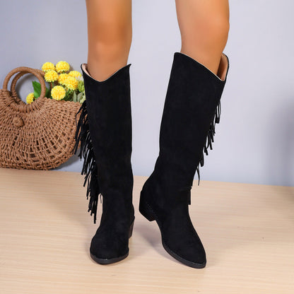 Ortho Welt Orthopedic Fringe Boots - Low Heel Comfort