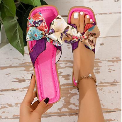 Ortho Welt Ribbon Bow Sandals - Unique Summer Elegance