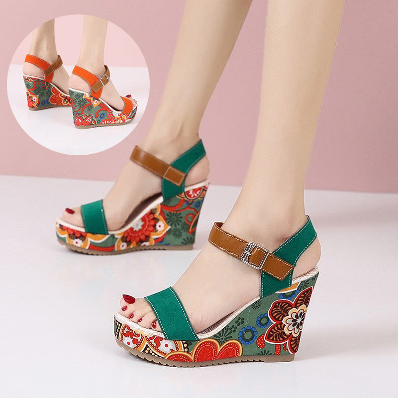 Ortho Welt Floral Embroidered High Heel Sandals - Unique Elegance