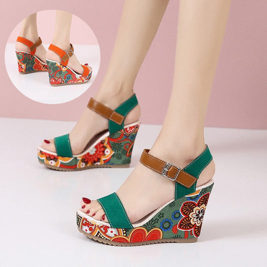 Ortho Welt Floral Embroidered High Heel Sandals - Unique Elegance