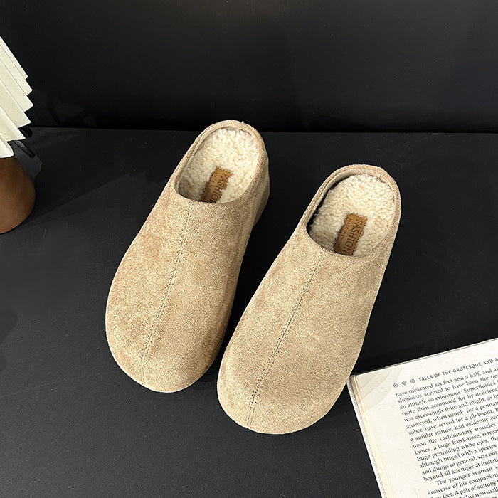 Ortho Welt Trendy Chunky-Heeled Slippers With Faux Fur Lining