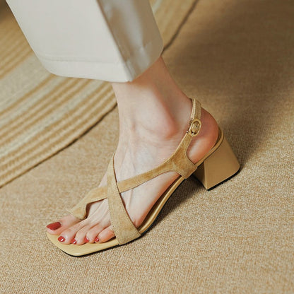 Ortho Welt Chunky Heeled Sandals With Criss-Cross Straps