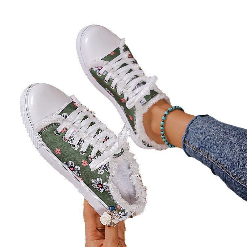 Ortho Welt Floral Canvas Low-Top Orthopedic Sneakers