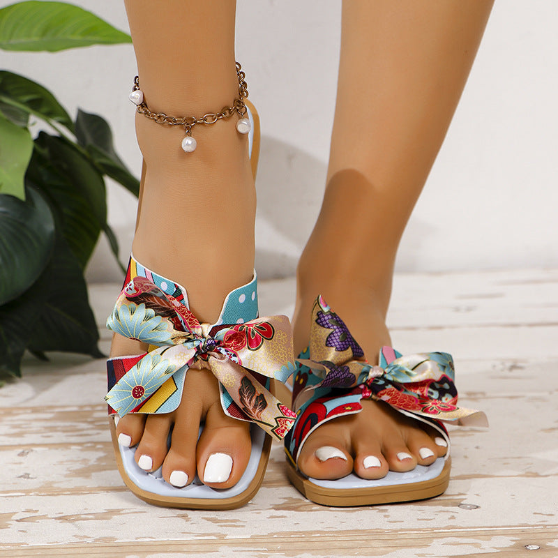 Ortho Welt Ribbon Bow Sandals - Unique Summer Elegance