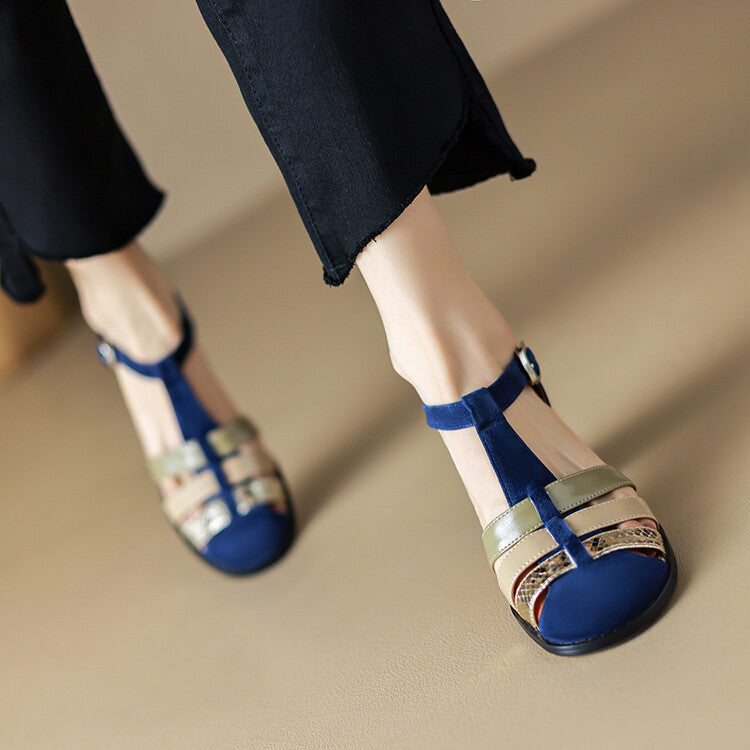 Ortho Welt Elegant Leather Sandals With A Chunky Heel And A Single Buckle