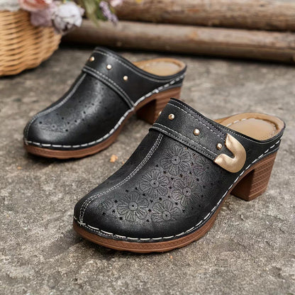 Ortho Welt Orthopedic Clogs - Floral High Heel Comfort