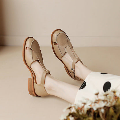 Ortho Welt Retro Flat Sandals With Hollow Toe Box
