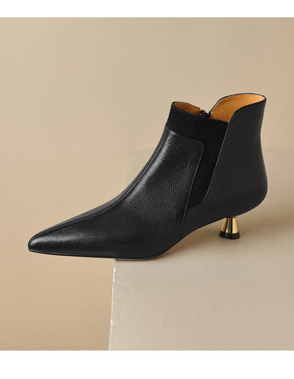 Ortho Welt Genuine Leather Ankle Boots With A Kitten Heel, Unique Elegance