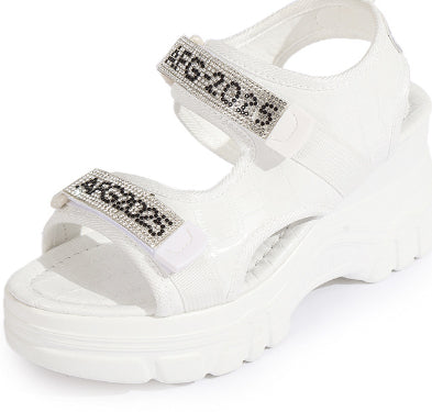 Ortho Welt Wedge Heel Sandals With Rhinestones