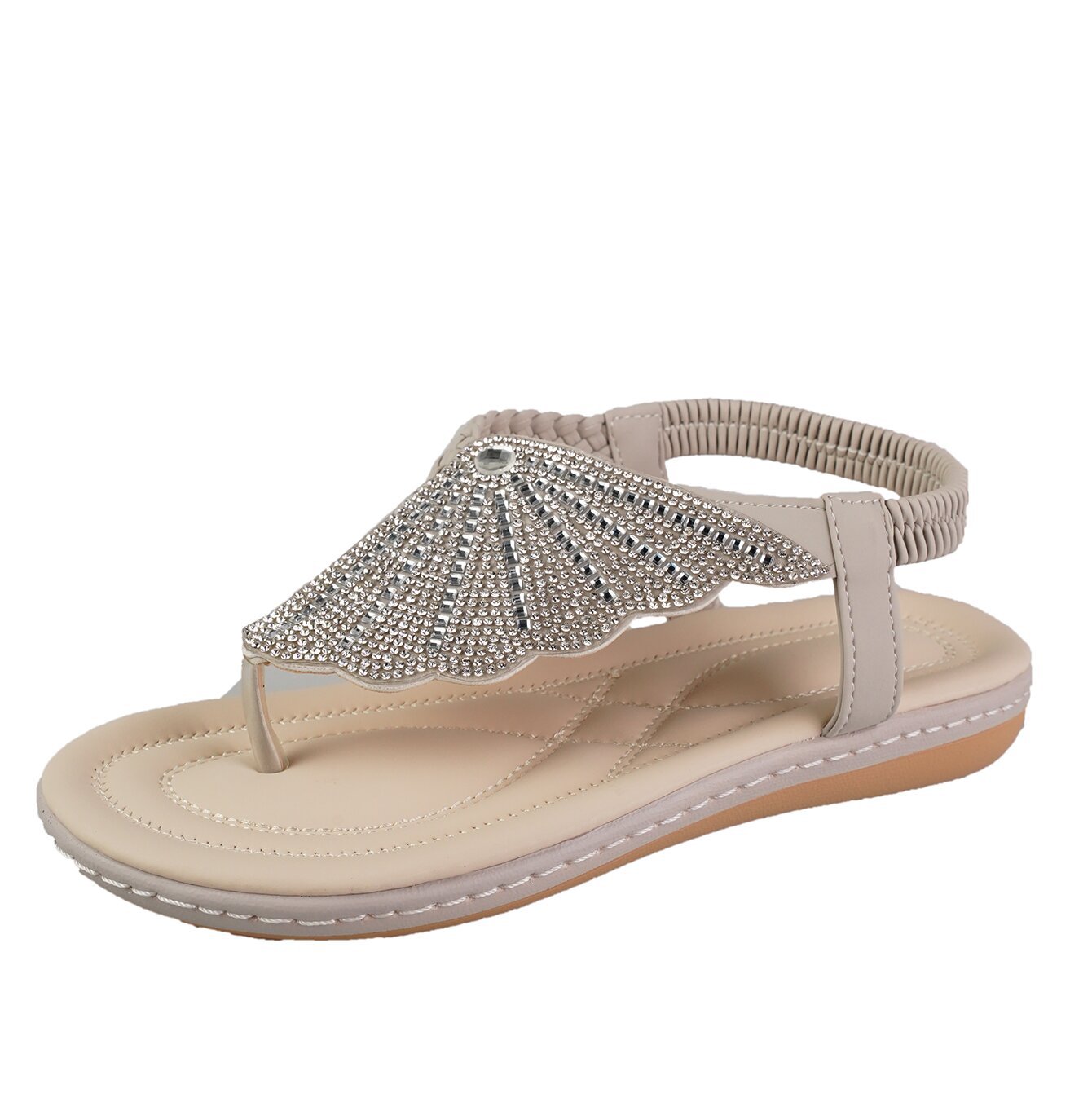 Ortho Welt Rhinestone Shell Sandals - Summer Elegance