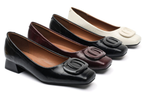 Ortho Welt Lederpumps – Orthopedic, Square Toe, Low Heel