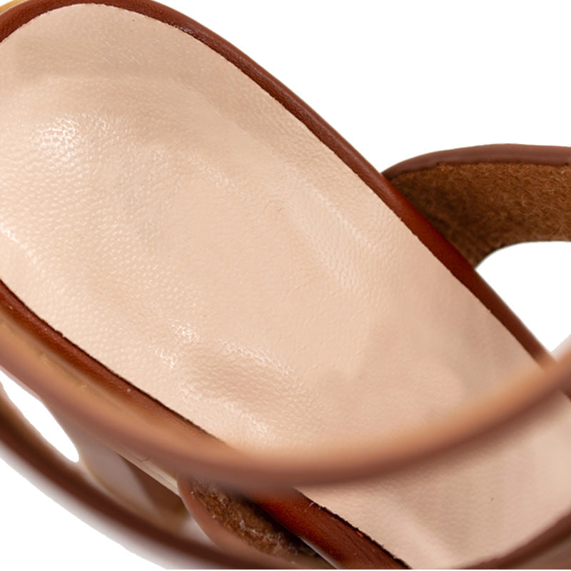 Ortho Welt Plus Size Sandals With Chunky Heels