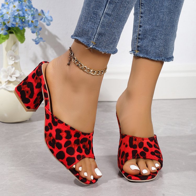 Ortho Welt Leopard Chunky Heel Sandale - Orthopedic Komfort