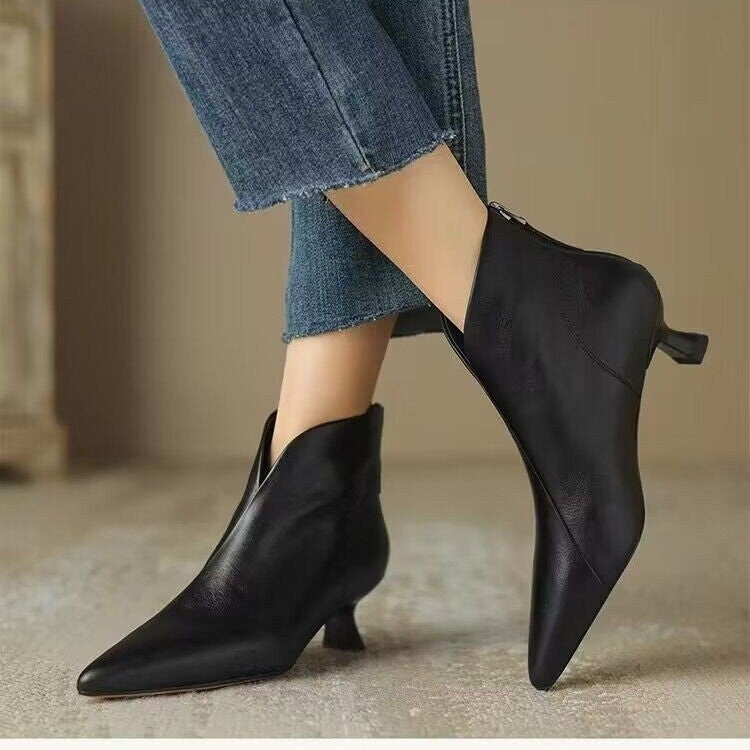 Ortho Welt Chic French-Style Kitten Heel Ankle Boots