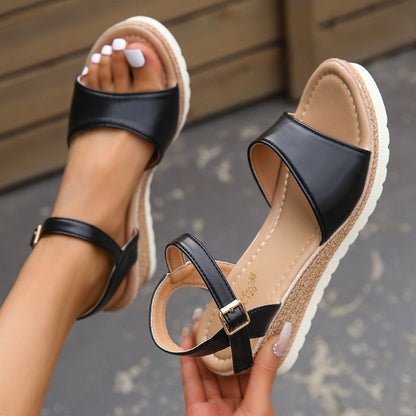 Ortho Welt Wedge Heel Sandals With Buckle - Summer