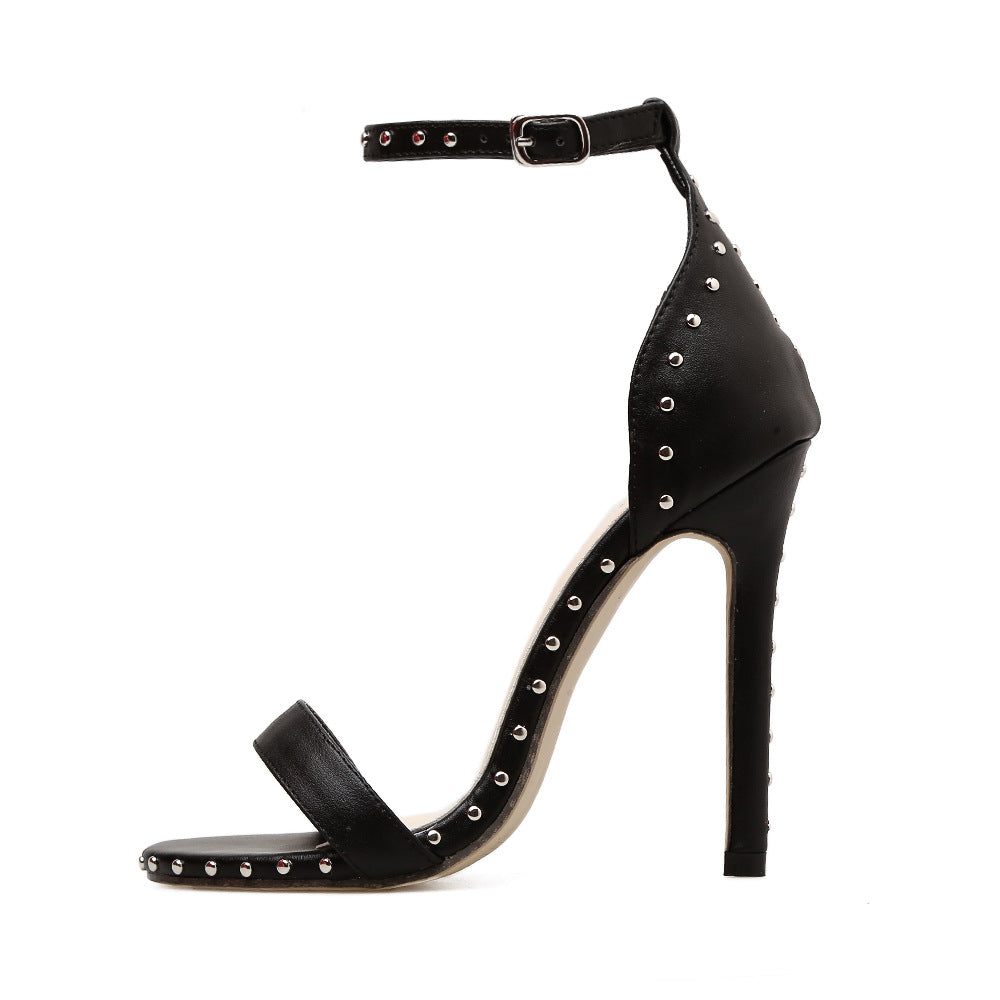 Ortho Welt Riveted Stiletto Heel Sandals, Unique Elegance 