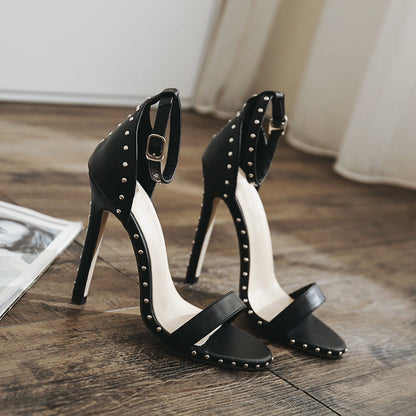 Ortho Welt Riveted Stiletto Heel Sandals, Unique Elegance 