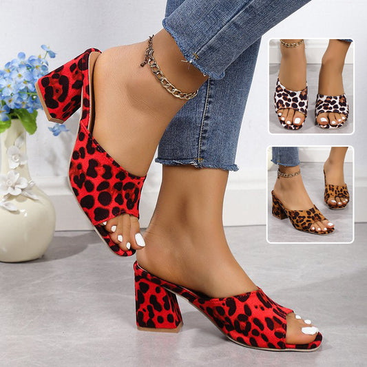 Ortho Welt Leopard Chunky Heel Sandale - Orthopedic Komfort