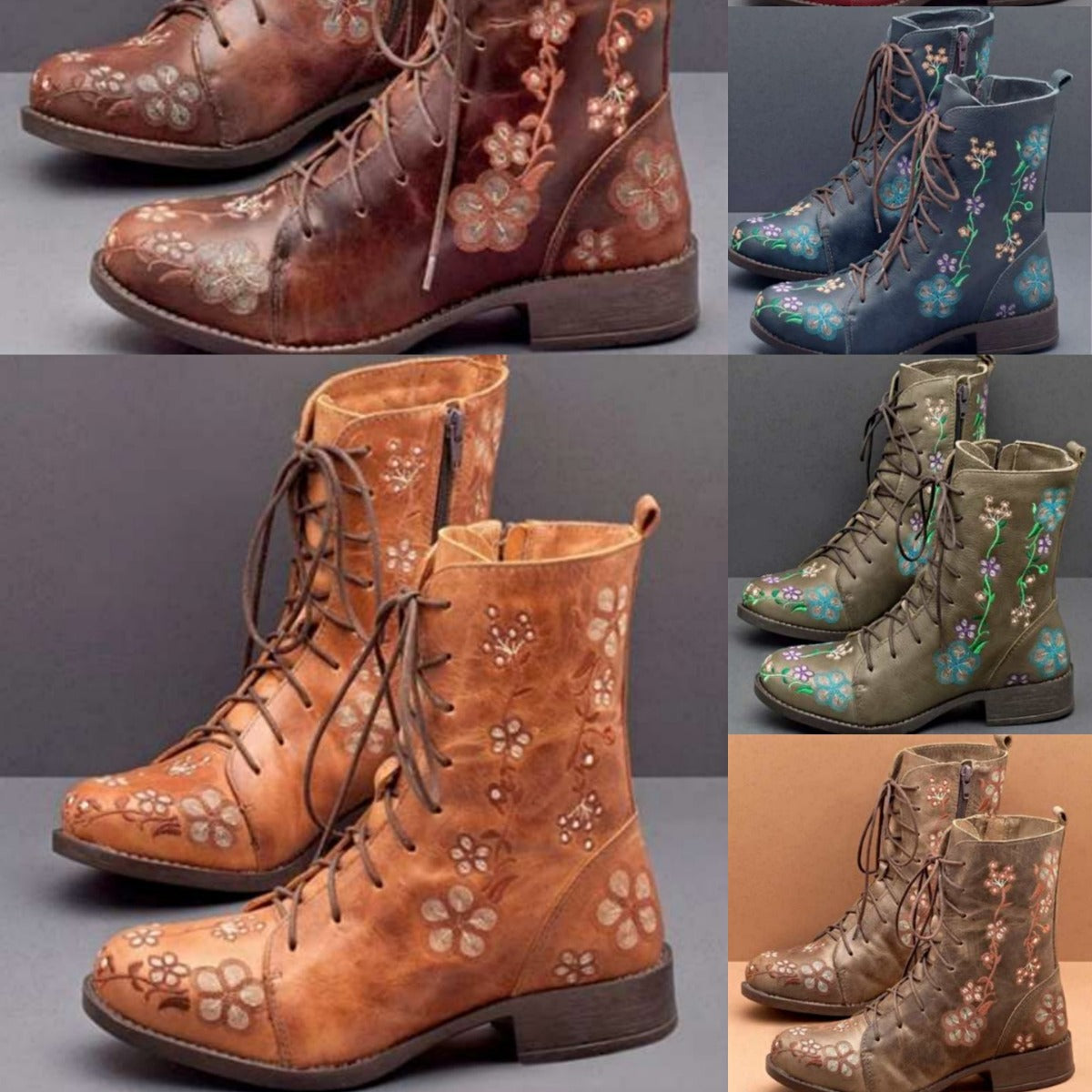 Ortho Welt Orthopedic Boots - Embroidered Square Heel