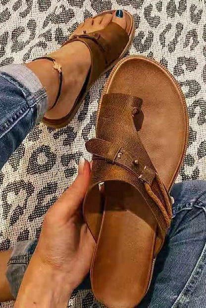 Aria | Orthopädische Leder-Sandalen zum Hineinschlüpfen mit verstellbarem Riemen