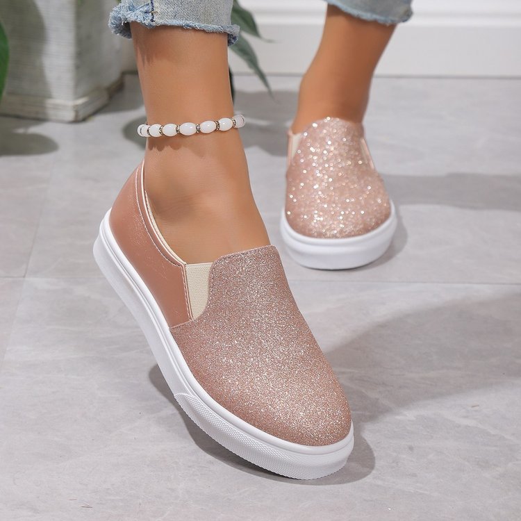Ortho Welt Round-Toe Flat Shoes With Sequins - Unique Elegance