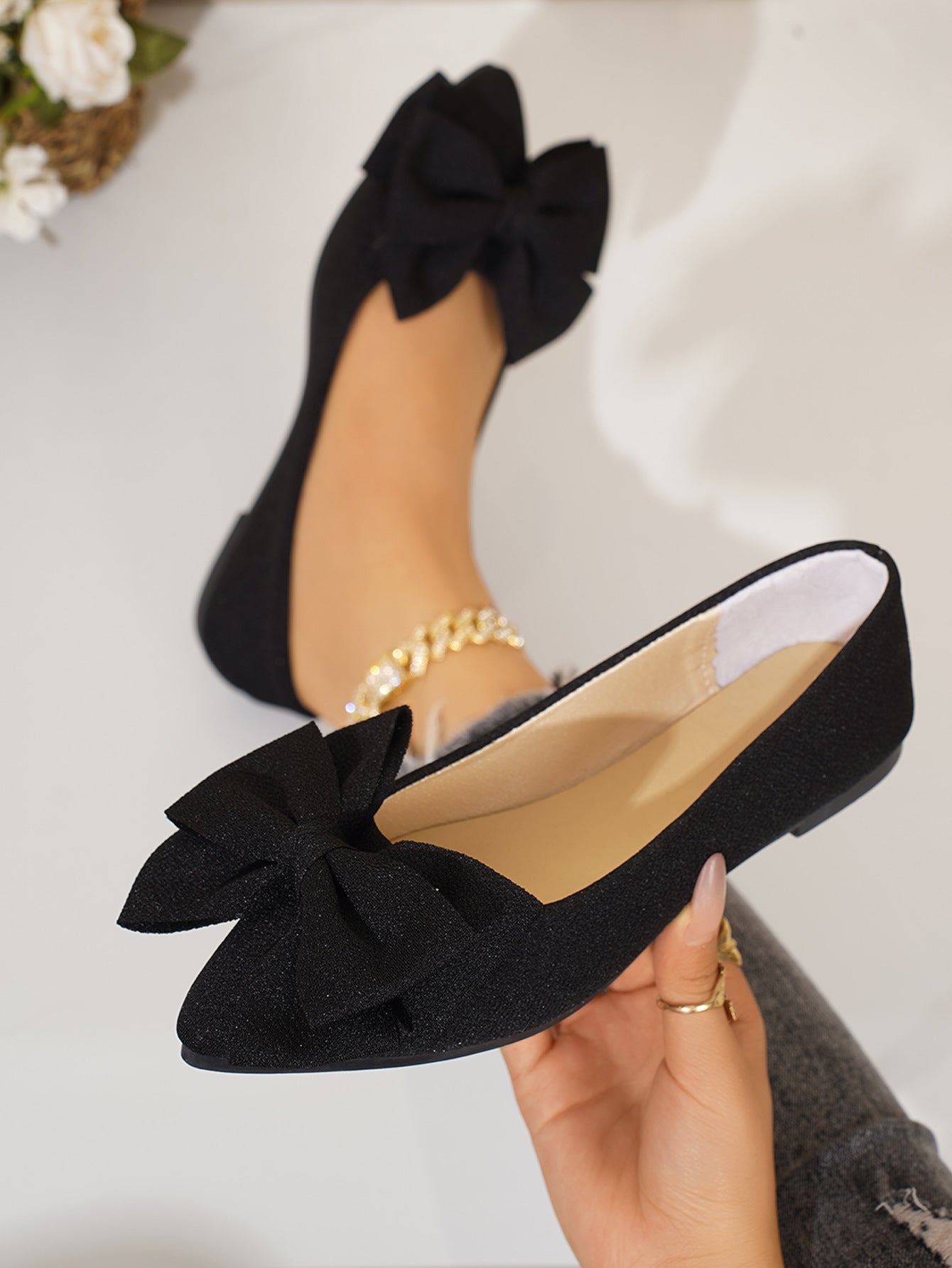 Ortho Welt Slip-On Shoes In Larger Sizes With An Elegant Bow
