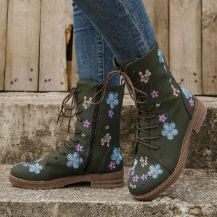 Ortho Welt Orthopedic Boots - Embroidered Square Heel