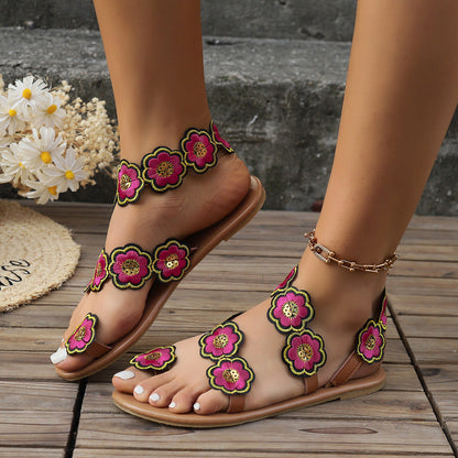 Ortho Welt Floral Ethnic Flat Sandals For A Unique Summer