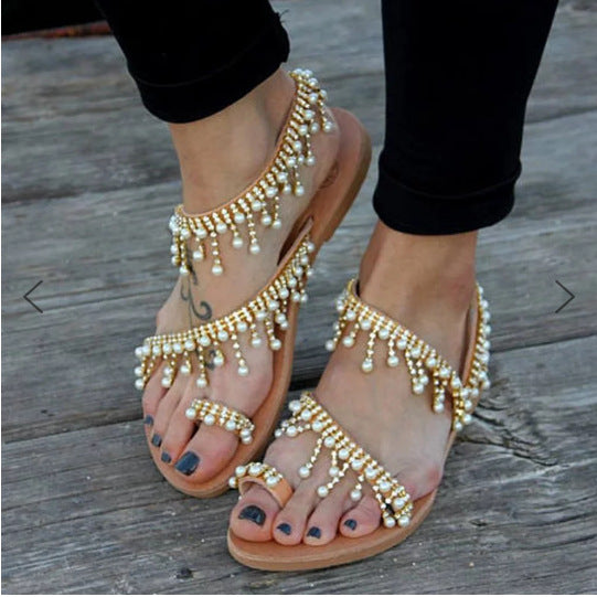 Ortho Welt Flat Pearl Sandals - Unique Comfort And Elegance