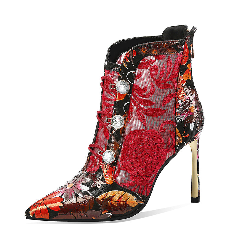 Ortho Welt Leder-Stiefeletten – Orthopedic Blumenmuster