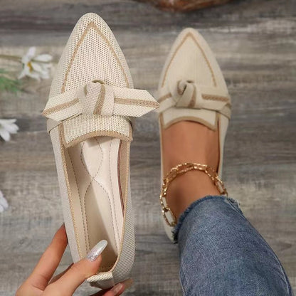 Ortho Welt Pointed Toe Flat Shoes With Bow
