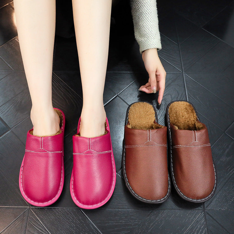 Ortho Welt Non-Slip Winter Leather Slippers For Indoor Use