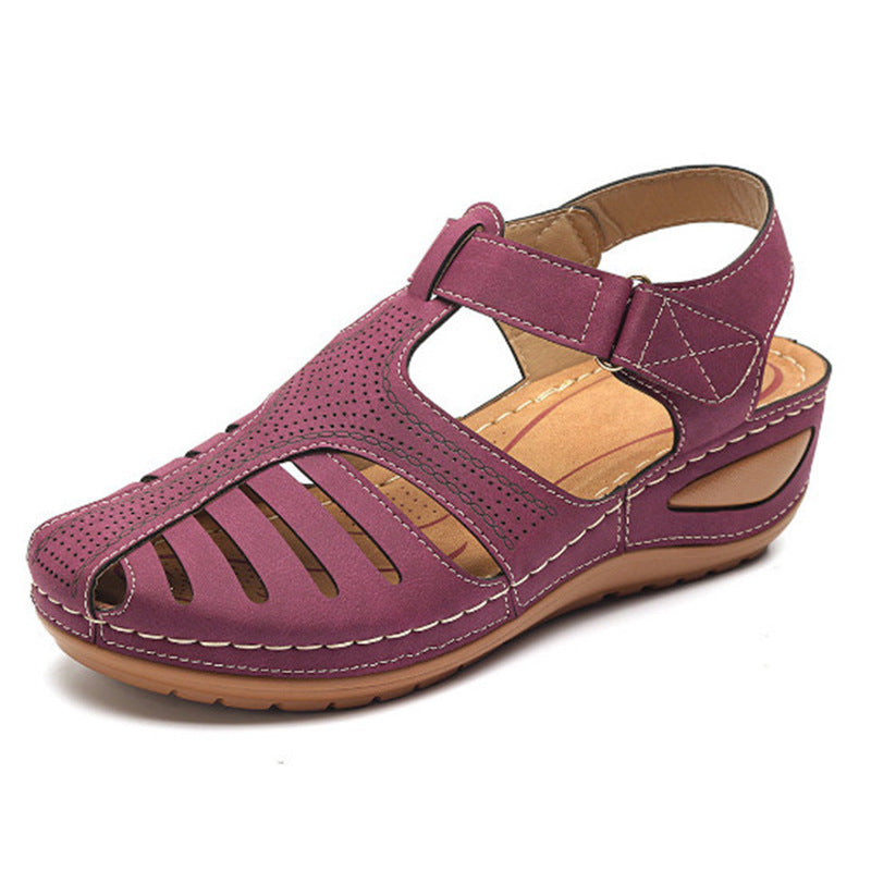 Ortho Welt Plus Size Retro Wedge Sandals - Comfort And Style