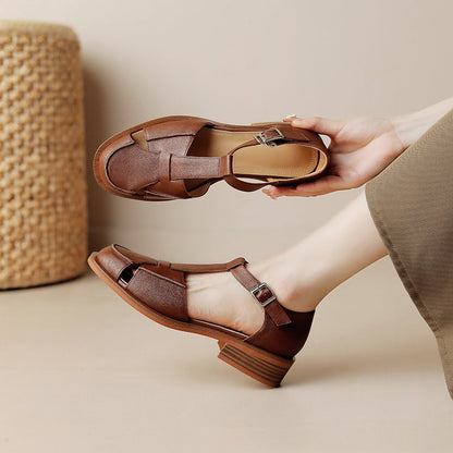 Ortho Welt Retro Flat Sandals With Hollow Toe Box