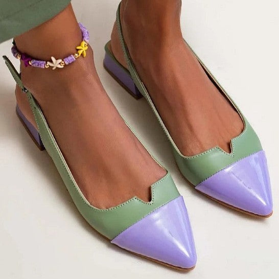 Ortho Welt Pointed Flats - Orthopedic Color Block Comfort