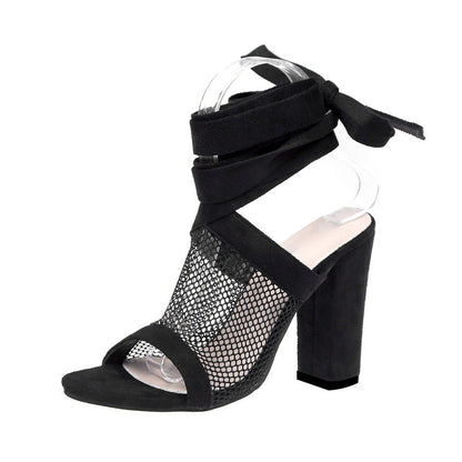 Ortho Welt High Heels Sandalen - Mesh & Blockabsatz