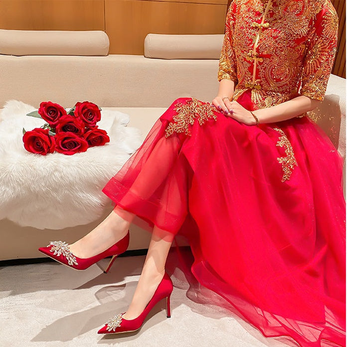 Ortho Welt Unique Red High Heel Wedding Shoes