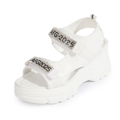 Ortho Welt Wedge Heel Sandals With Rhinestones
