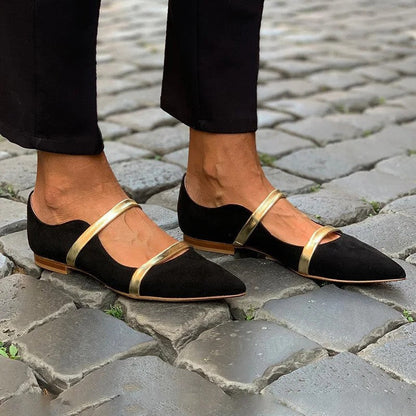 Ortho Welt Suede Shoes With Low Heels And Two Thin Bands