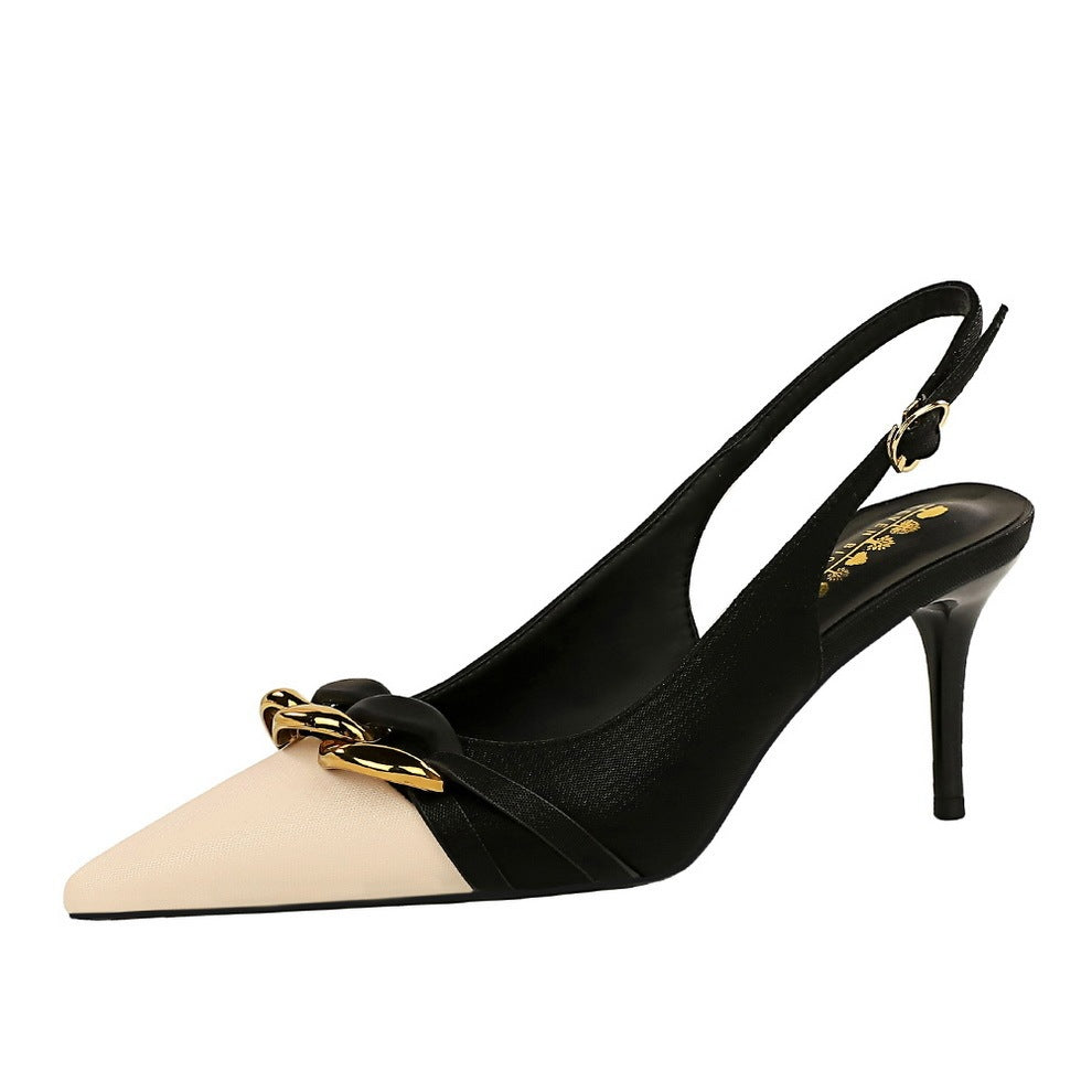 Ortho Welt Slingback-Pumps - Zweifarbig mit Kette