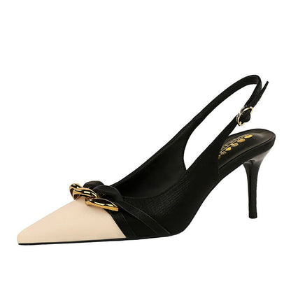 Ortho Welt Slingback-Pumps - Zweifarbig mit Kette