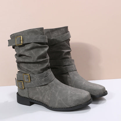 Ortho Welt Vintage Low Heel Boots With Adjustable Buckle