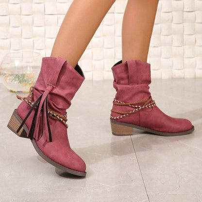 Ortho Welt Pleated Tassel Boots - Orthopedic Comfort
