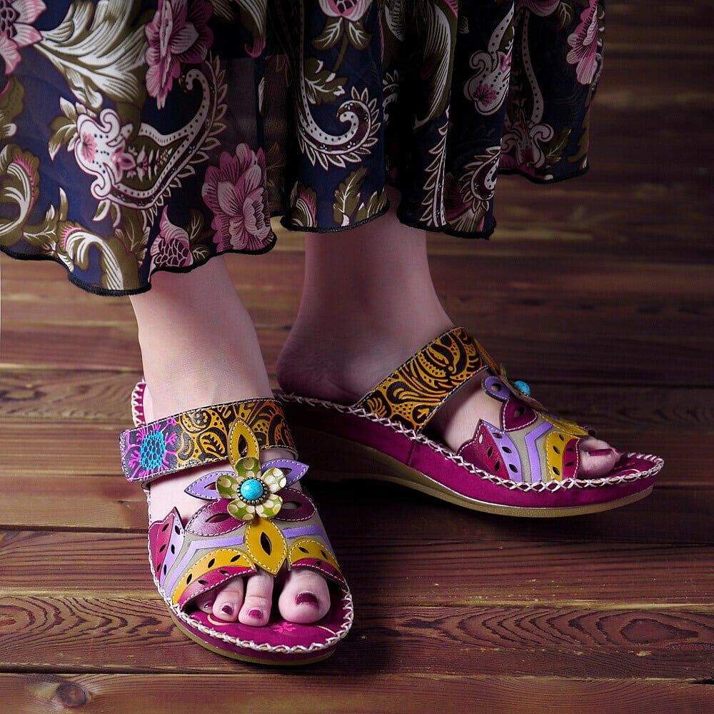 Ortho Welt Damen Orthopädische Sandalen - Blumenmuster