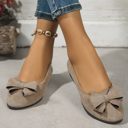 Ortho Welt Suede Shoes With Bow And Elastic - Unique Elegance